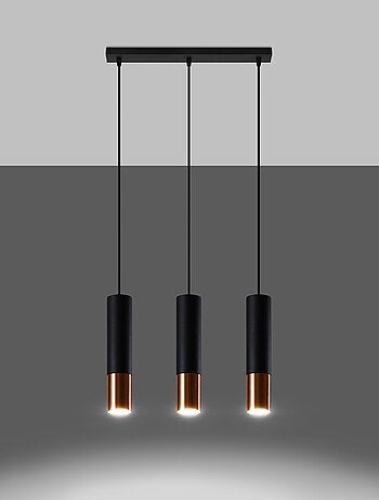 Suspension Acier Noir/Cuivre GU10 3 Loopez Line