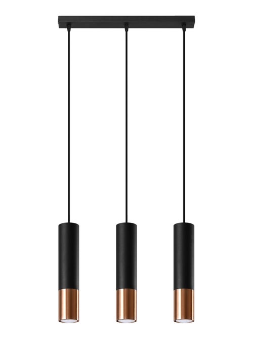 Suspension Acier Noir/Cuivre GU10 3 Loopez Line - Kiabi