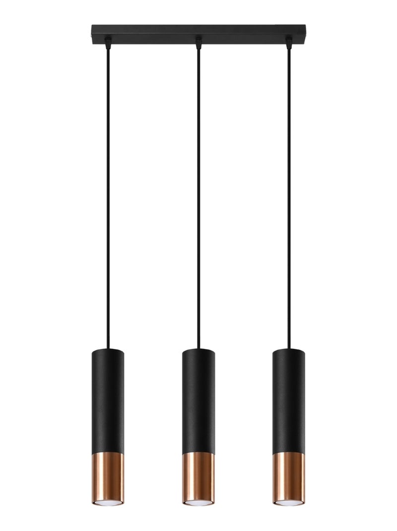 Suspension Acier Noir/Cuivre GU10 3 Loopez Line Noir - Kiabi