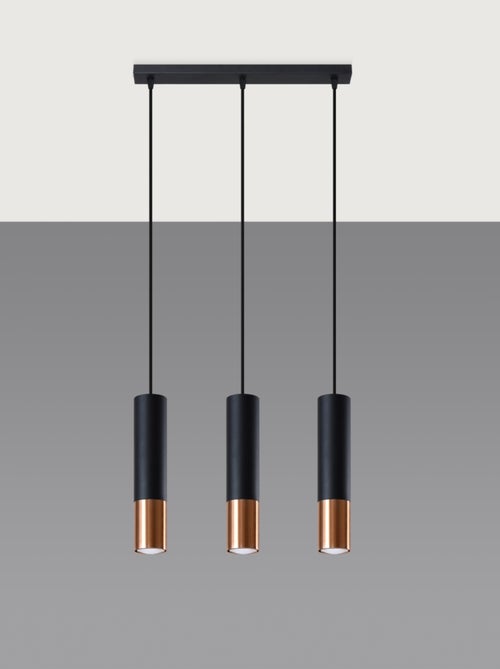Suspension Acier Noir/Cuivre GU10 3 Loopez Line - Kiabi