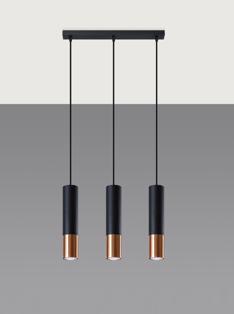 Suspension Acier Noir/Cuivre GU10 3 Loopez Line Noir - Kiabi