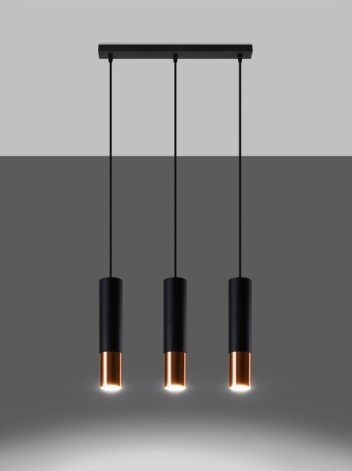 Suspension Acier Noir/Cuivre GU10 3 Loopez Line - Kiabi