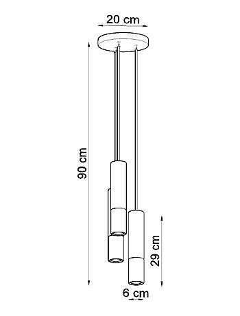 Suspension Acier Noir/Cuivre GU10 3 Loopez