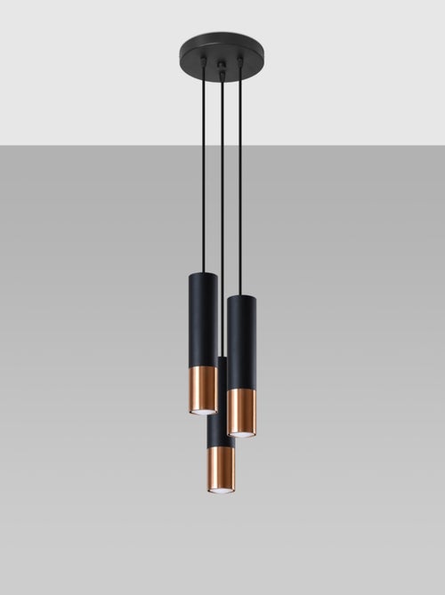 Suspension Acier Noir/Cuivre GU10 3 Loopez - Kiabi