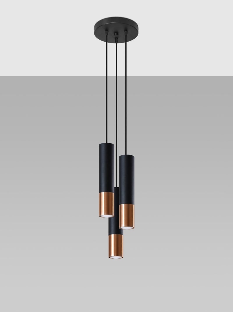Suspension Acier Noir/Cuivre GU10 3 Loopez Noir - Kiabi
