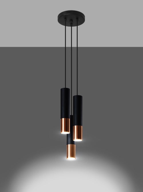 Suspension Acier Noir/Cuivre GU10 3 Loopez - Kiabi