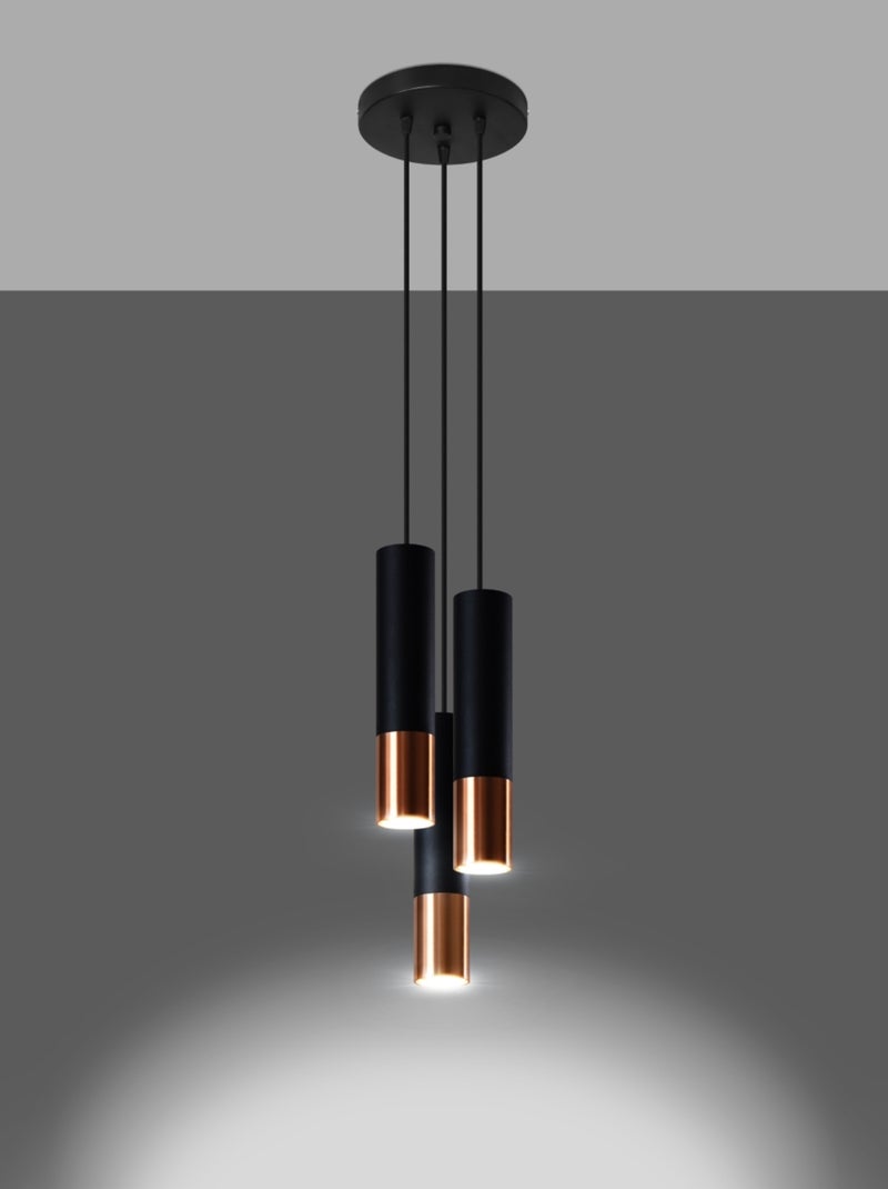 Suspension Acier Noir/Cuivre GU10 3 Loopez Noir - Kiabi
