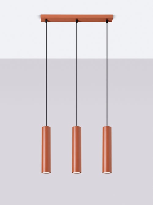 Suspension Acier Ocre Rouge GU10 3 Lagos Line - Kiabi
