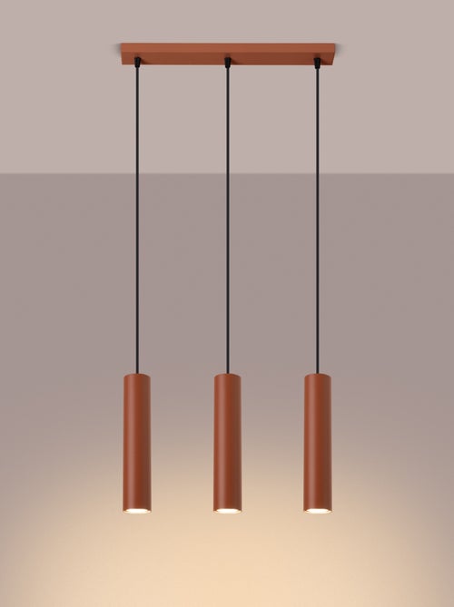 Suspension Acier Ocre Rouge GU10 3 Lagos Line - Kiabi