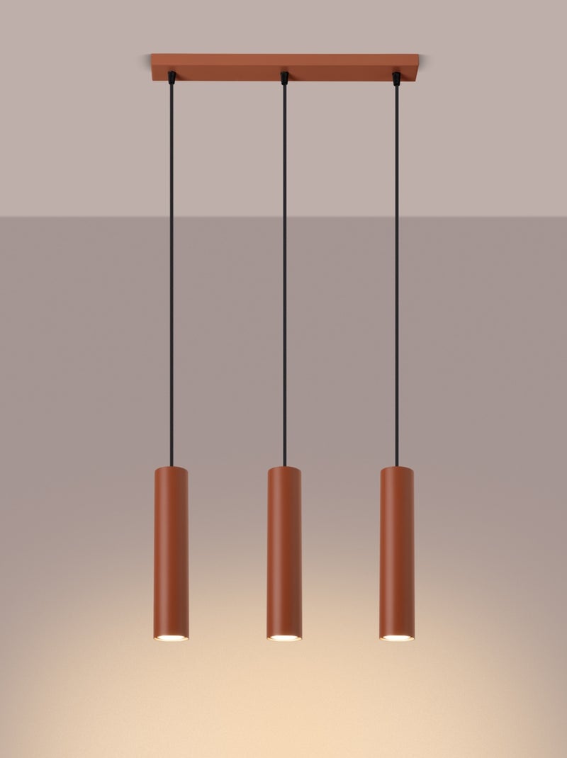 Suspension Acier Ocre Rouge GU10 3 Lagos Line Rouge - Kiabi