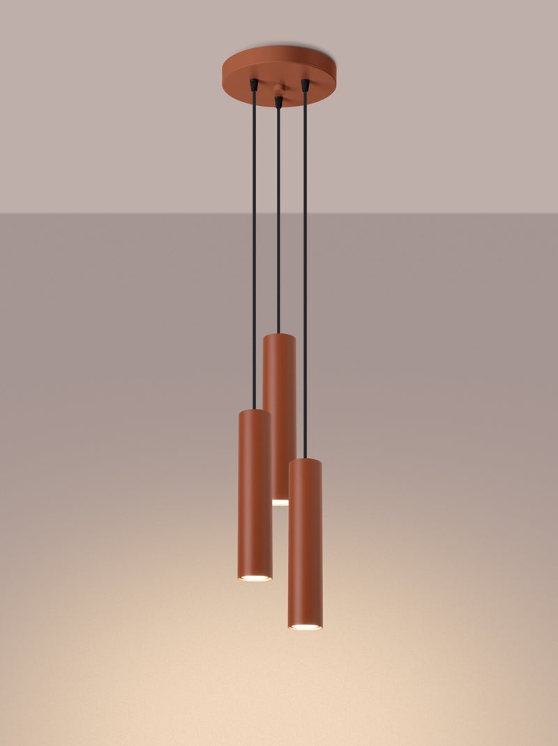 Suspension Acier Ocre Rouge GU10 3 Lagos Rouge - Kiabi