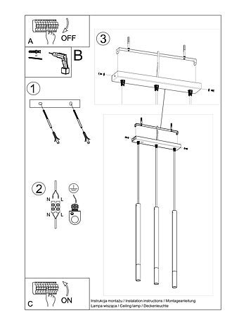 Suspension Acier Or/Noir G9 3 Mozaica Line