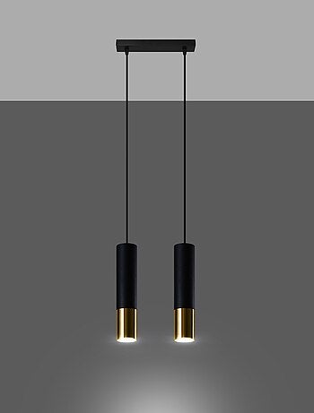 Suspension Acier Or/Noir GU10 2 Loopez