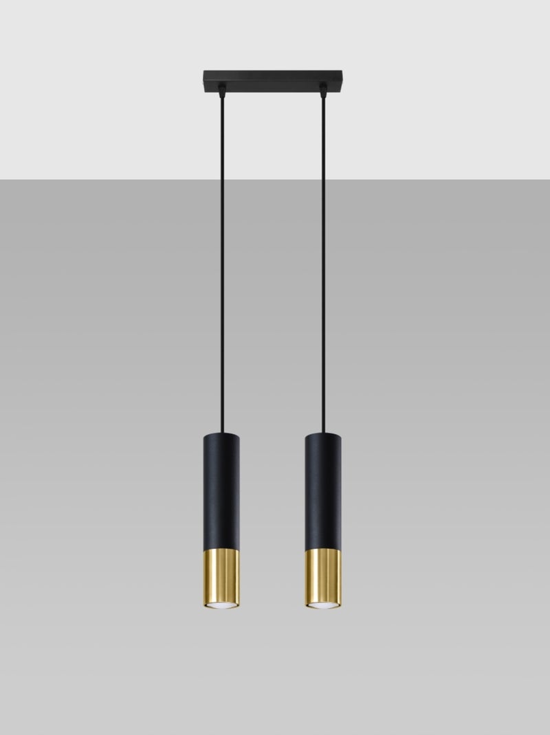Suspension Acier Or/Noir GU10 2 Loopez Jaune - Kiabi