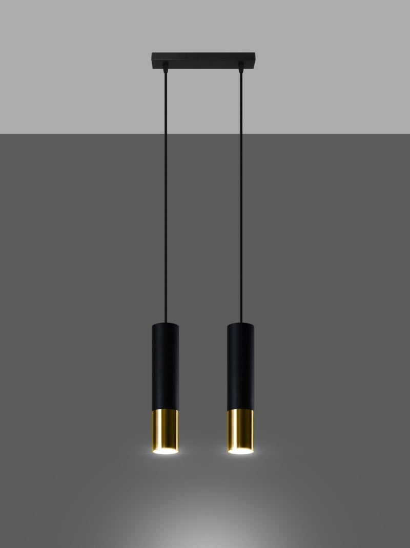 Suspension Acier Or/Noir GU10 2 Loopez Jaune - Kiabi