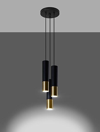 Suspension Acier Or/Noir GU10 3 Loopez