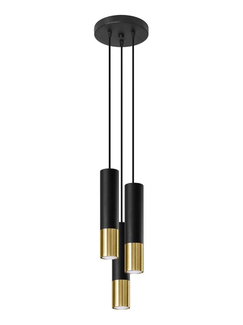 Suspension Acier Or/Noir GU10 3 Loopez Jaune - Kiabi