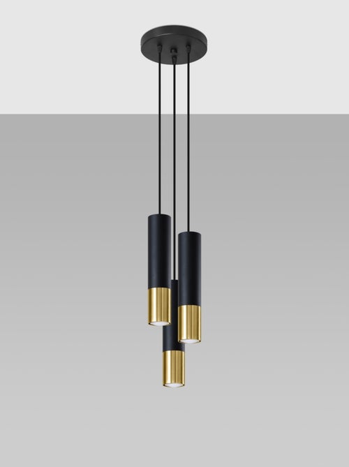 Suspension Acier Or/Noir GU10 3 Loopez - Kiabi