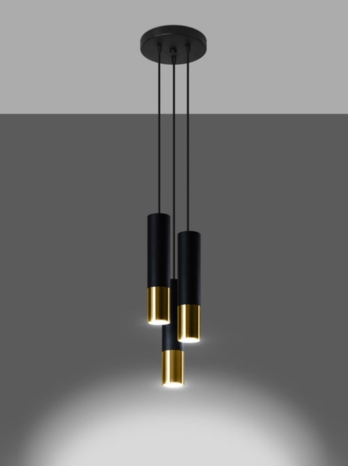 Suspension Acier Or/Noir GU10 3 Loopez - Kiabi
