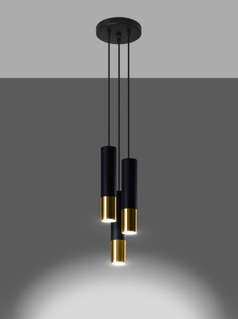 Suspension Acier Or/Noir GU10 3 Loopez Jaune - Kiabi