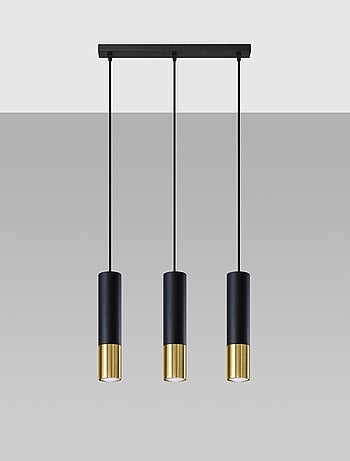 Suspension Acier Or/Noir GU10 3 Loopez Line
