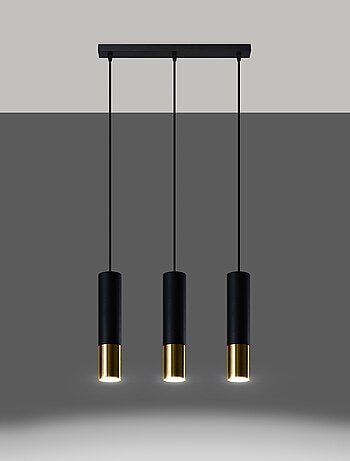 Suspension Acier Or/Noir GU10 3 Loopez Line