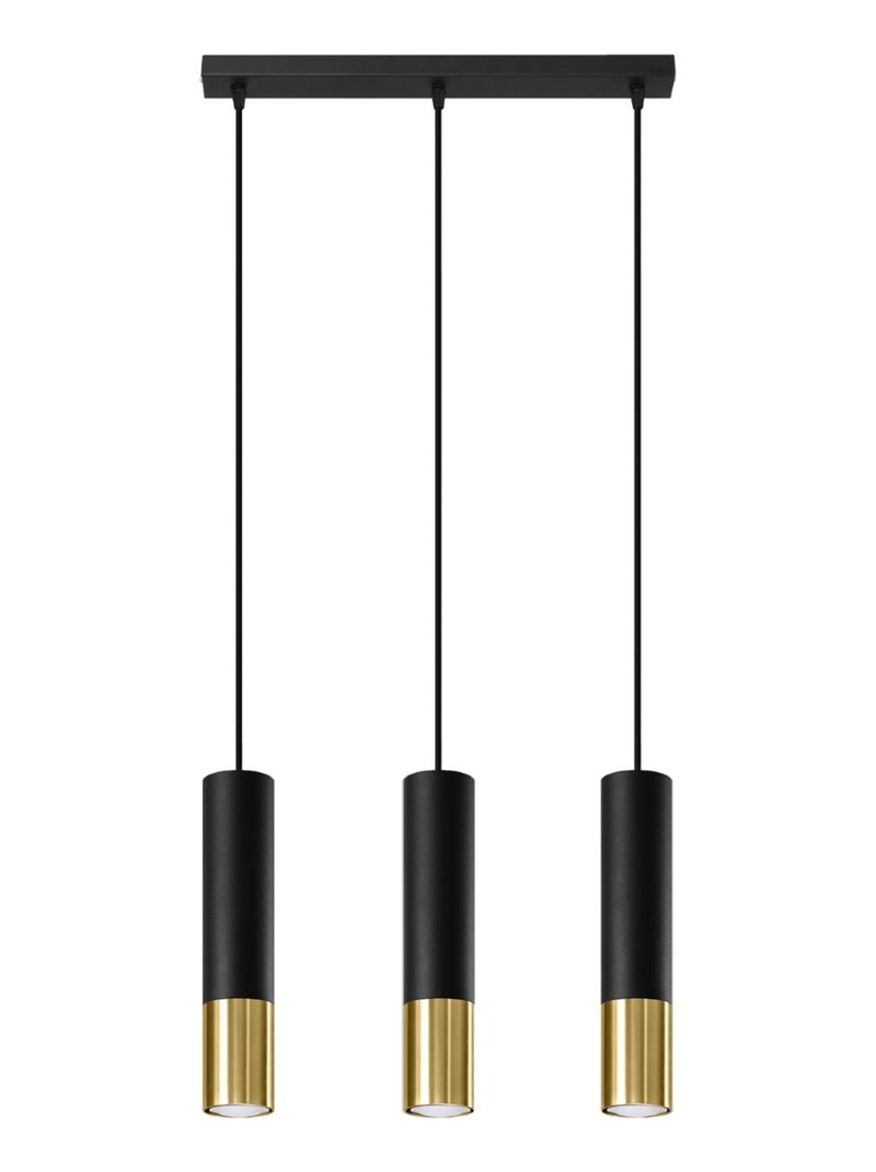 Suspension Acier Or/Noir GU10 3 Loopez Line Jaune - Kiabi