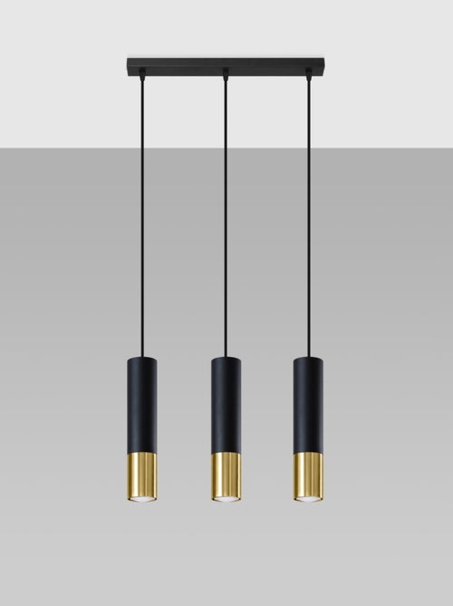Suspension Acier Or/Noir GU10 3 Loopez Line - Kiabi