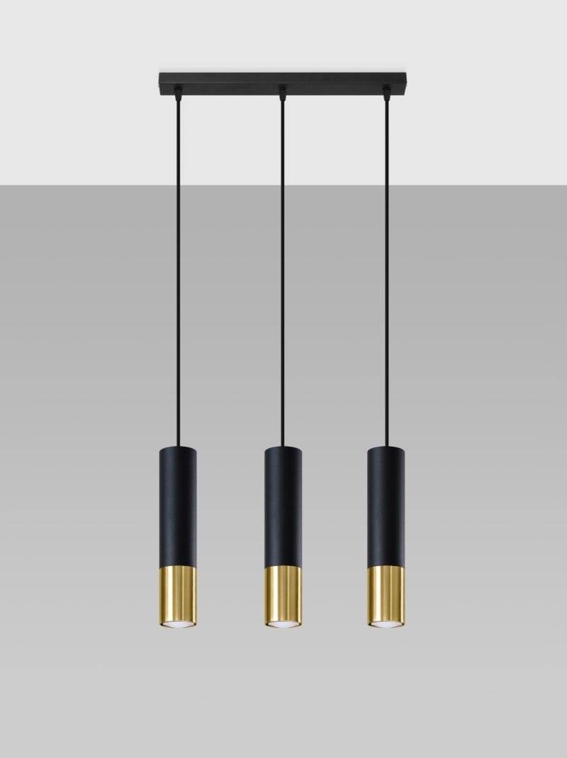 Suspension Acier Or/Noir GU10 3 Loopez Line Jaune - Kiabi