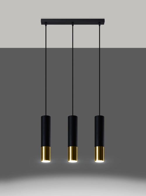 Suspension Acier Or/Noir GU10 3 Loopez Line - Kiabi