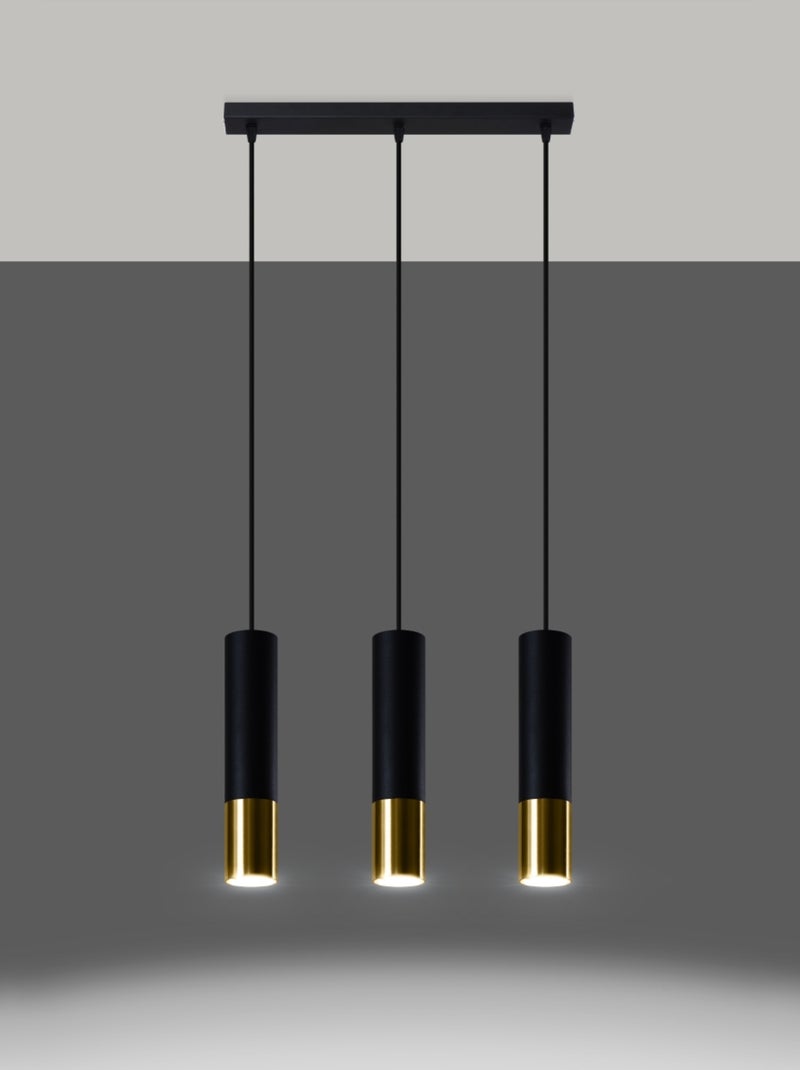 Suspension Acier Or/Noir GU10 3 Loopez Line Jaune - Kiabi