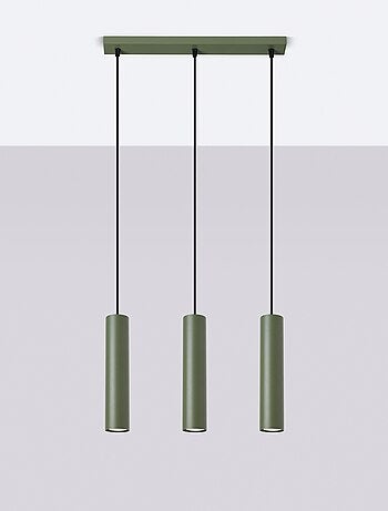 Suspension Acier Vert Olive GU10 3 Lagos Line