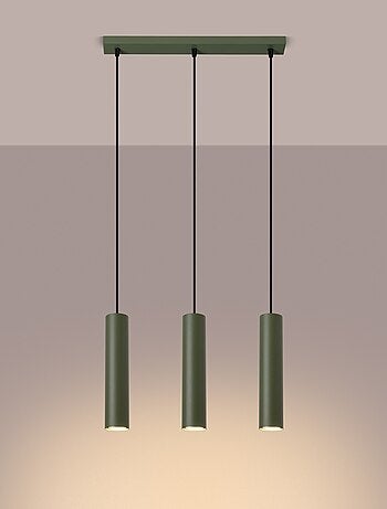 Suspension Acier Vert Olive GU10 3 Lagos Line