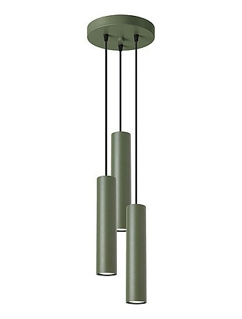 Suspension Acier Vert Olive GU10 3 Lagos