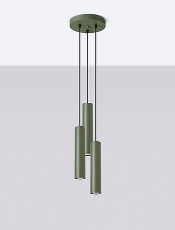 Suspension Acier Vert Olive GU10 3 Lagos