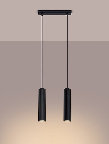 Suspension Aluminium Noir GU10 2 Karbon