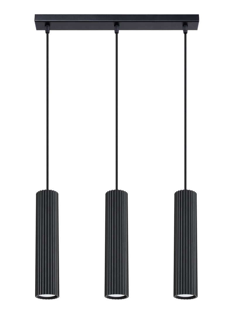 Suspension Aluminium Noir GU10 3 Karbon Line Noir - Kiabi