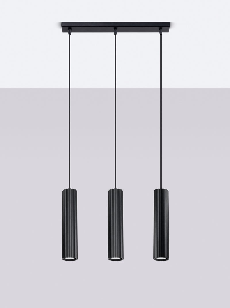 Suspension Aluminium Noir GU10 3 Karbon Line Noir - Kiabi