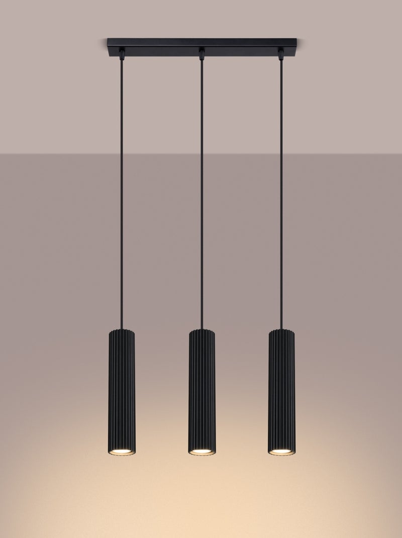 Suspension Aluminium Noir GU10 3 Karbon Line Noir - Kiabi