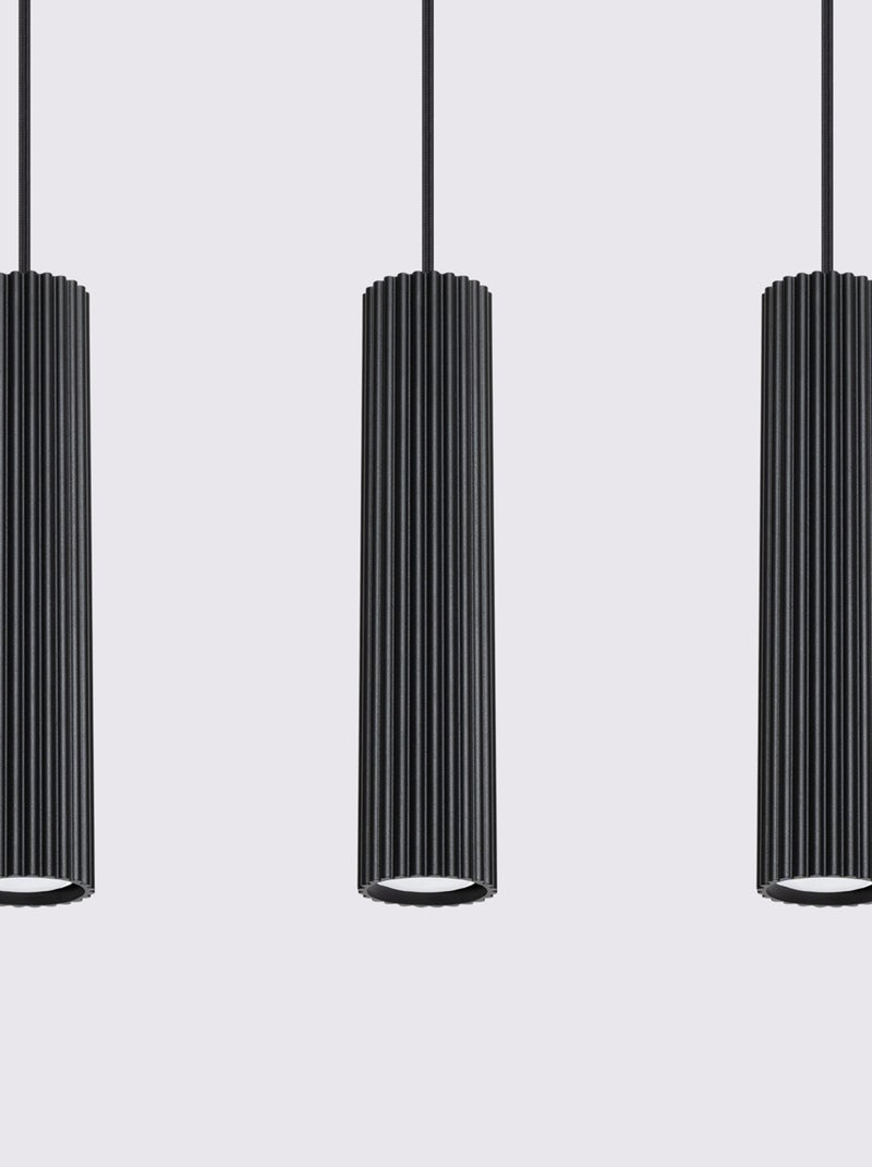 Suspension Aluminium Noir GU10 3 Karbon Line Noir - Kiabi