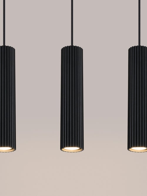 Suspension Aluminium Noir GU10 3 Karbon Line - Kiabi