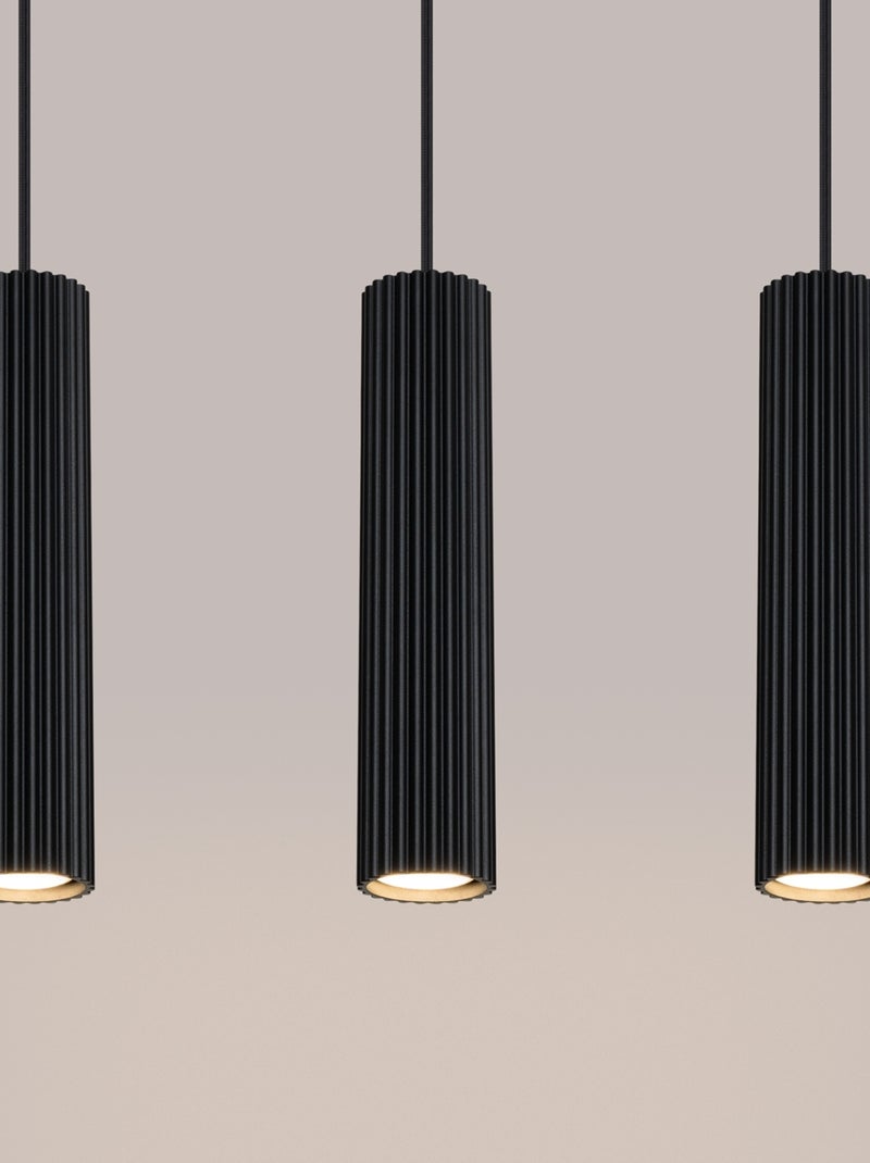 Suspension Aluminium Noir GU10 3 Karbon Line Noir - Kiabi