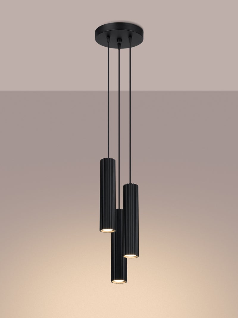 Suspension Aluminium Noir GU10 3 Karbon Noir - Kiabi