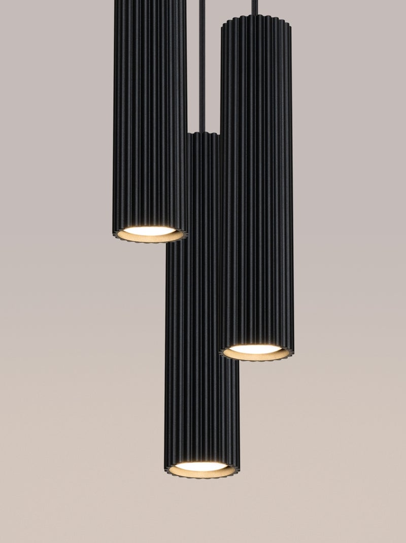 Suspension Aluminium Noir GU10 3 Karbon Noir - Kiabi