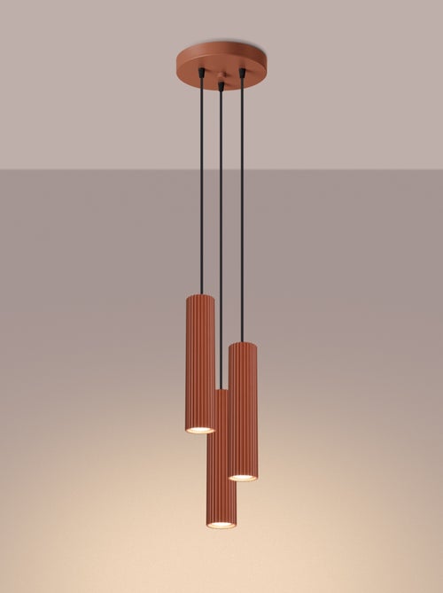 Suspension Aluminium Ocre Rouge GU10 3 Karbon - Kiabi
