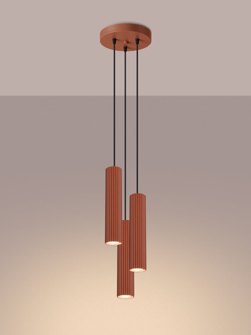Suspension Aluminium Ocre Rouge GU10 3 Karbon Rouge - Kiabi