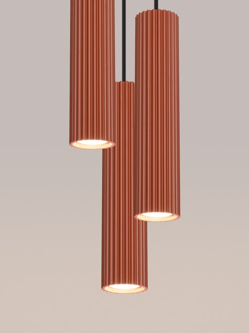 Suspension Aluminium Ocre Rouge GU10 3 Karbon - Kiabi