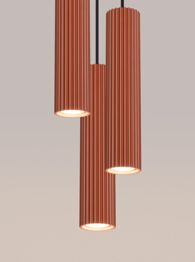 Suspension Aluminium Ocre Rouge GU10 3 Karbon Rouge - Kiabi