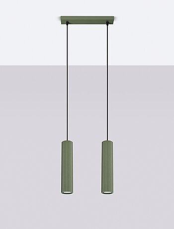 Suspension Aluminium Vert Olive GU10 2 Karbon