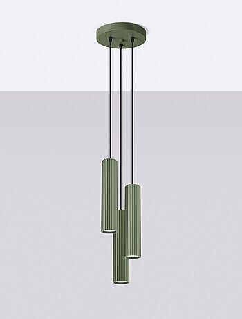 Suspension Aluminium Vert Olive GU10 3 Karbon